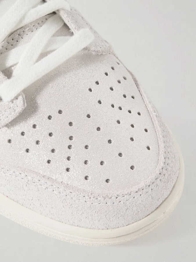 Nike - Dunk Low Se Glittered Leather And Suede Sneakers - Off-white - Image 4