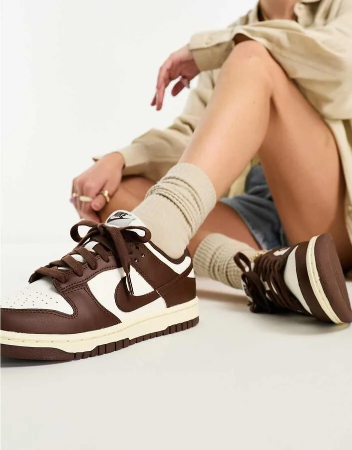 Nike Dunk Low sneakers in brown and off white