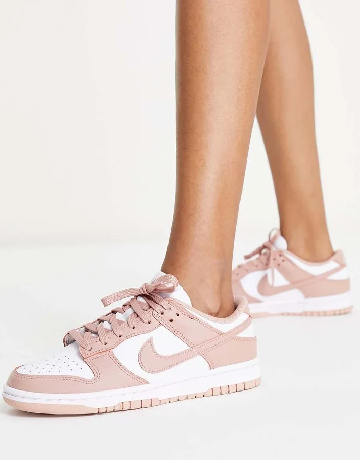 Nike Dunk Low sneakers in light pink and white