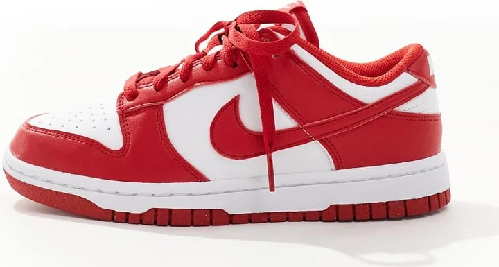 Nike Dunk Low sneakers in white and red - Image 2