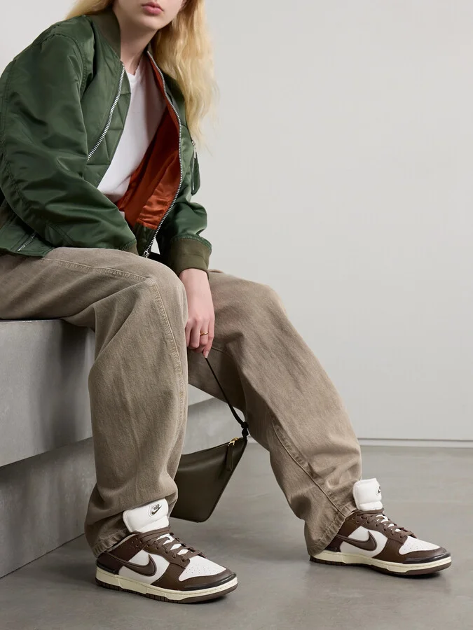Nike - Dunk Low Twist Rubber-trimmed Leather Sneakers - Brown - Image 2