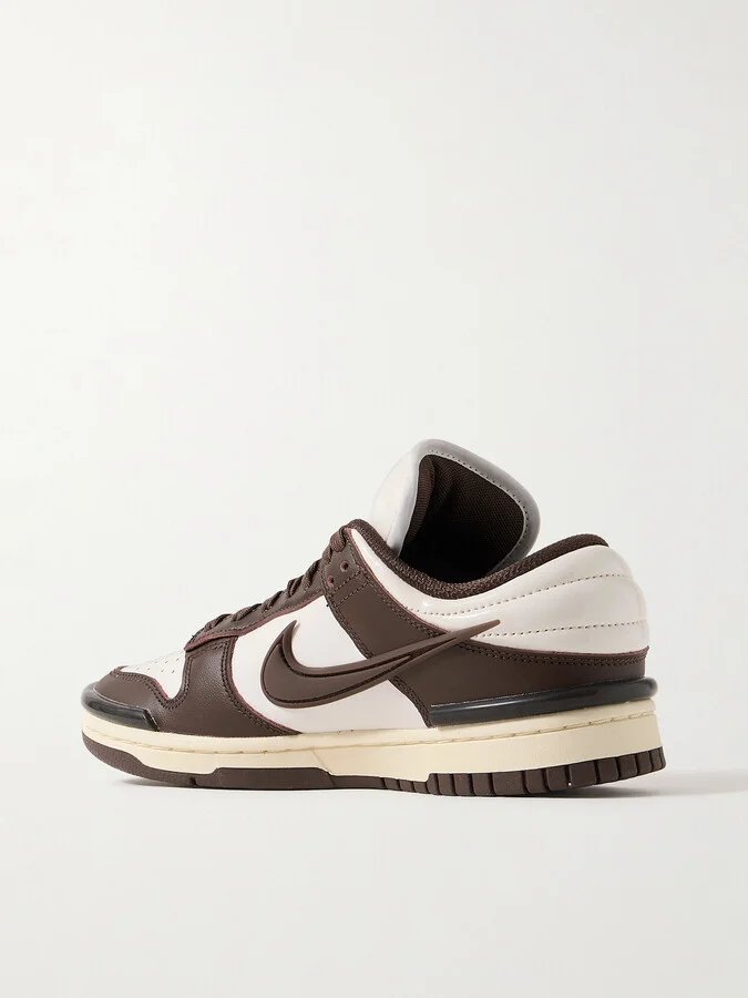 Nike - Dunk Low Twist Rubber-trimmed Leather Sneakers - Brown - Image 3