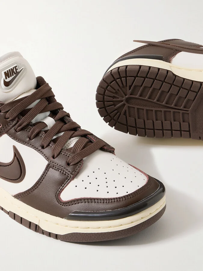 Nike - Dunk Low Twist Rubber-trimmed Leather Sneakers - Brown - Image 4