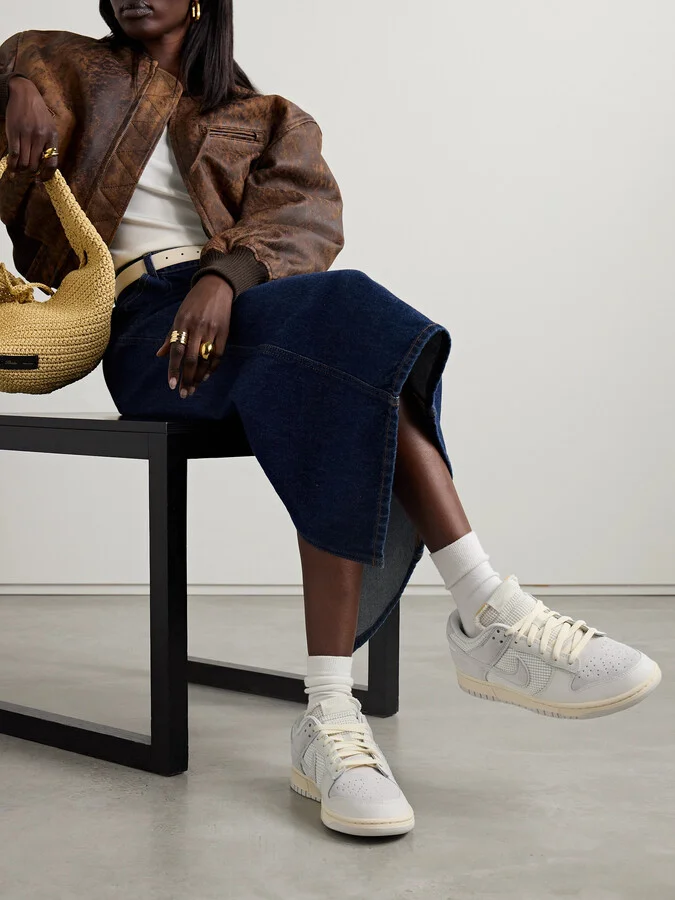 Nike - Dunk Low Waffle-knit, Suede And Leather Sneakers - Ecru - Image 2