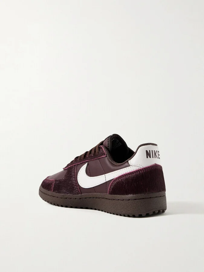 Nike - Field General Leather And Calf Hair Sneakers - Burgundy - Image 3