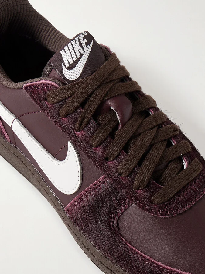 Nike - Field General Leather And Calf Hair Sneakers - Burgundy - Image 4