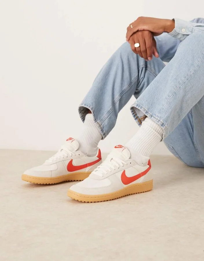 Nike Field General S&T sneakers in off-white and red