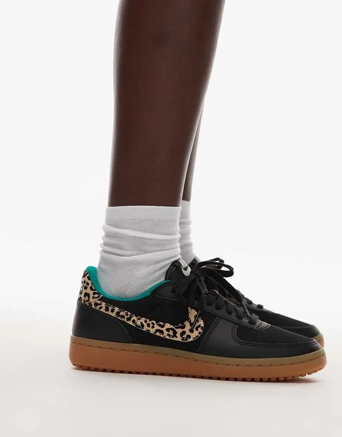 Nike Field General sneakers in black and leopard print