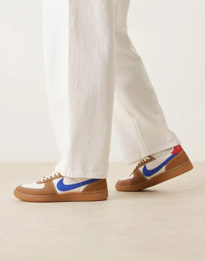 Nike Field General sneakers in brown, off white and blue - Image 3