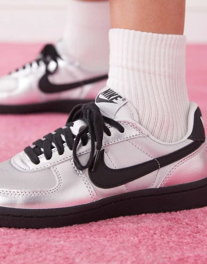 Nike Field General sneakers in metallic silver & black - Image 3