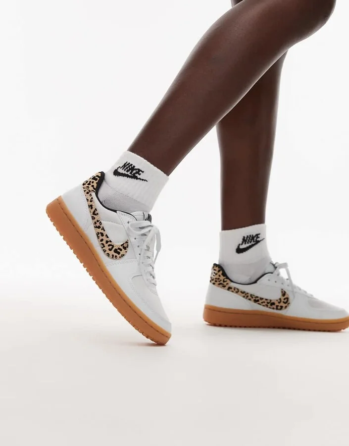 Nike Field General sneakers in white and leopard print
