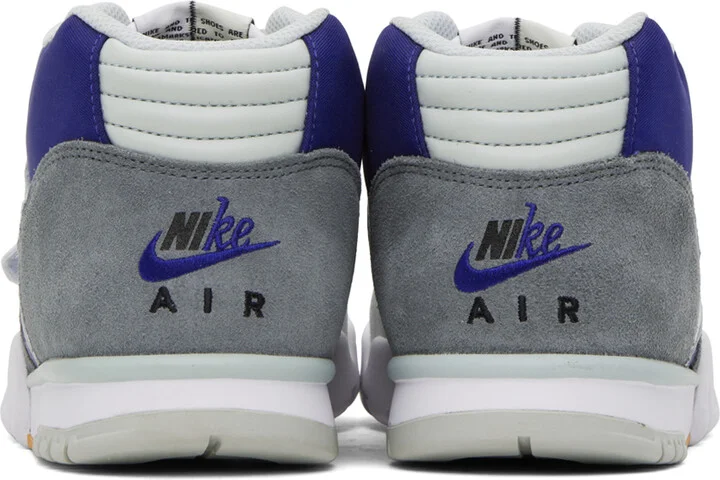 Nike Gray & Blue Air Trainer 1 Sneakers - Image 2