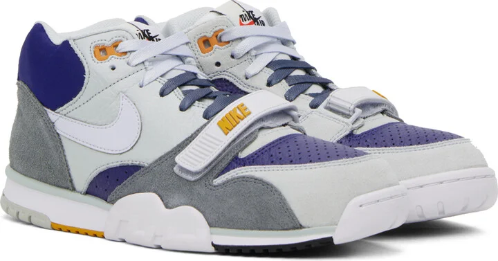 Nike Gray & Blue Air Trainer 1 Sneakers - Image 4