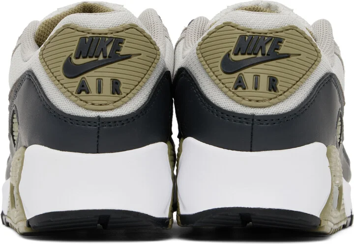 Nike Gray & Khaki Air Max 90 Sneakers - Image 2