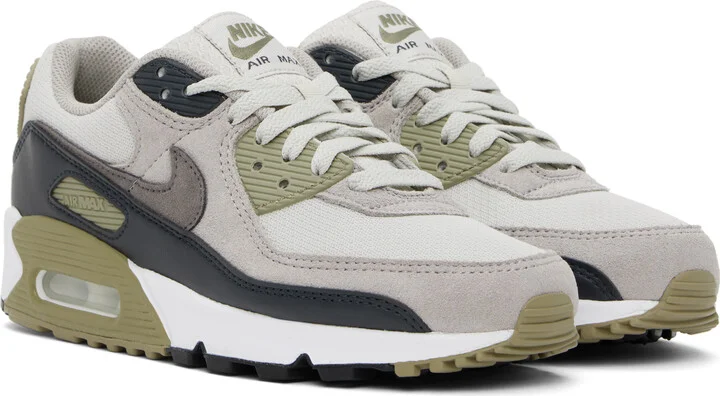 Nike Gray & Khaki Air Max 90 Sneakers - Image 4