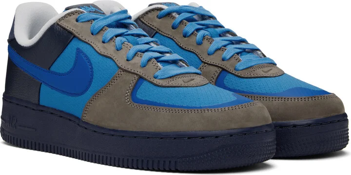 Nike Gray & Navy Stash Edition Air Force 1 Low Sneakers - Image 4
