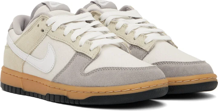 Nike Gray & Off-White Dunk Low Sneakers - Image 4