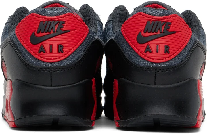 Nike Gray & Red Air Max 90 Sneakers - Image 2
