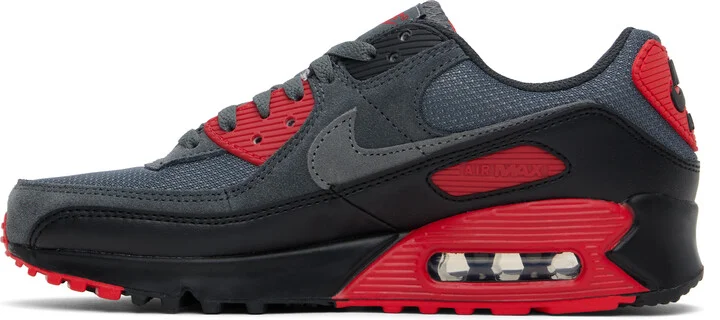 Nike Gray & Red Air Max 90 Sneakers - Image 3
