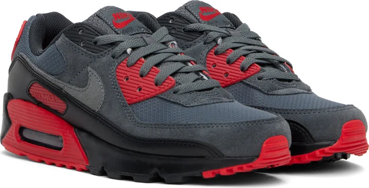 Nike Gray & Red Air Max 90 Sneakers - Image 4