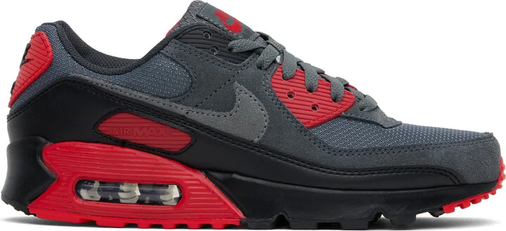 Nike Gray & Red Air Max 90 Sneakers