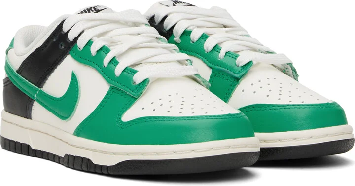 Nike Green & White Dunk Low Sneakers - Image 4