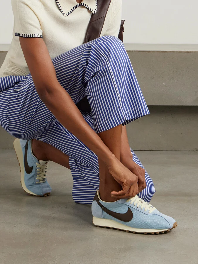 Nike - Ld-1000 Leather And Brushed Suede-trimmed Mesh Sneakers - Blue - Image 2