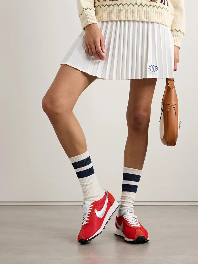 Nike - Ld-1000 Leather And Brushed Suede-trimmed Mesh Sneakers - Red - Image 2