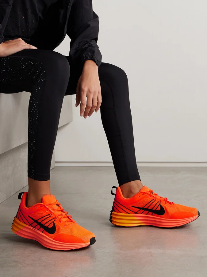 Nike - Lunar Roam Rubber-trimmed Neon Mesh Sneakers - Orange - Image 2