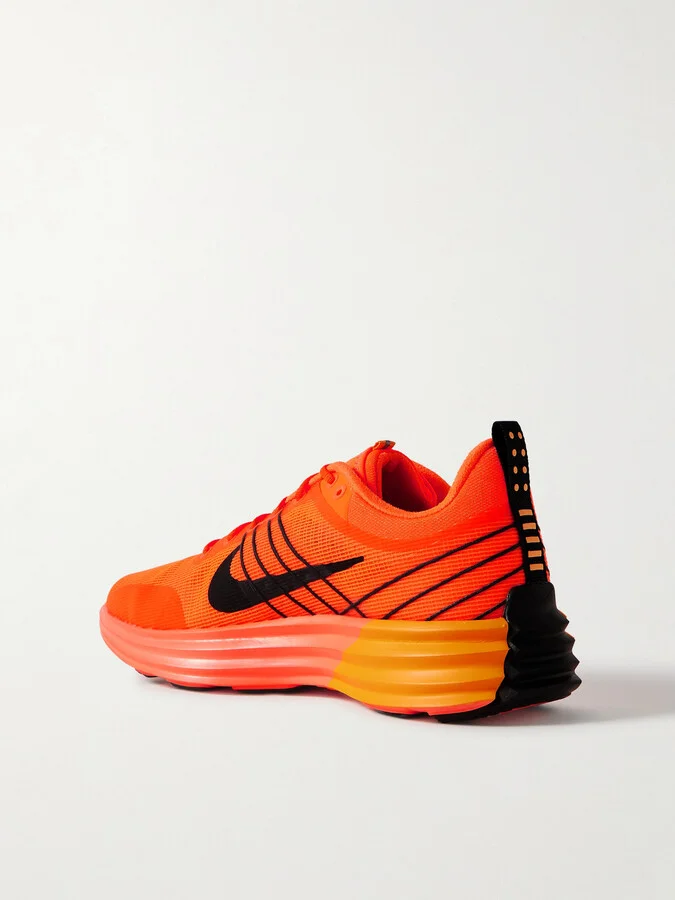 Nike - Lunar Roam Rubber-trimmed Neon Mesh Sneakers - Orange - Image 3