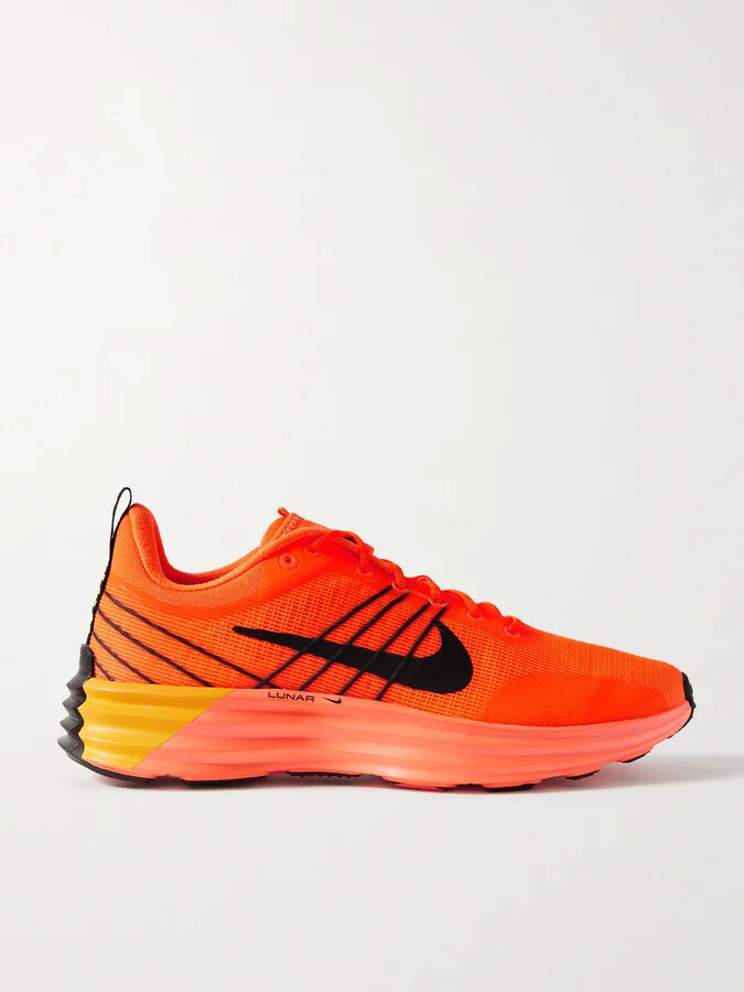 Nike - Lunar Roam Rubber-trimmed Neon Mesh Sneakers - Orange