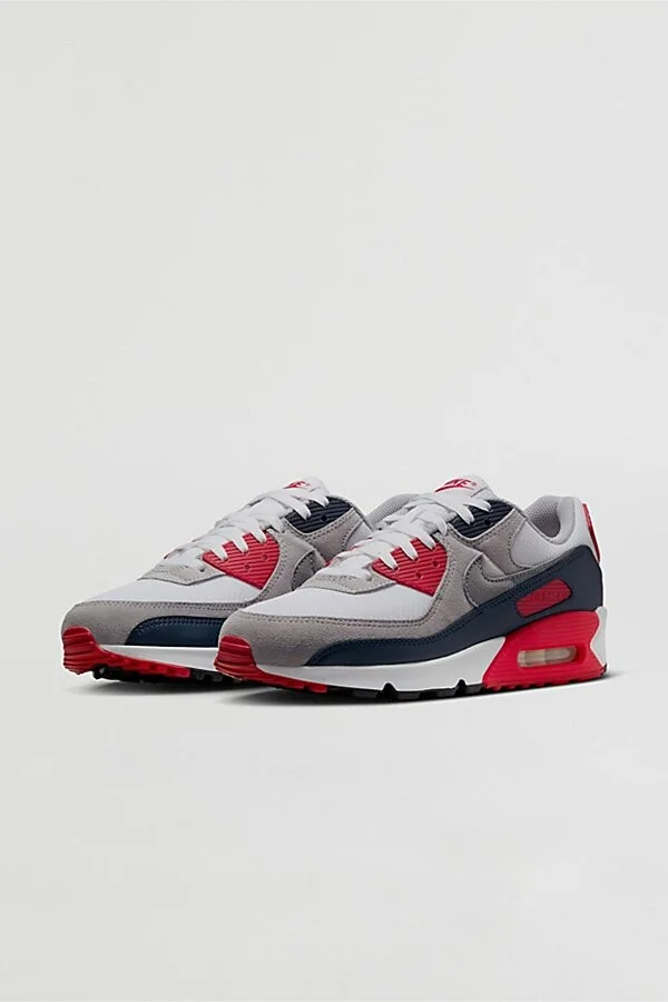 Nike Men's Air Max 90 Sneaker in White/Cool Grey/University Red - Image 2
