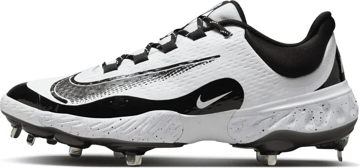 Nike Men's Alpha Huarache Elite 4 Low Baseball Cleats in White | FD2745-110
