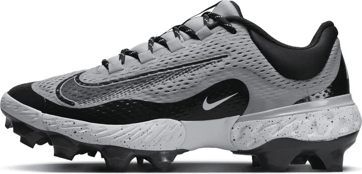 Nike Men's Alpha Huarache Elite 4 Low MCS Baseball Cleats in Grey | FD6221-002