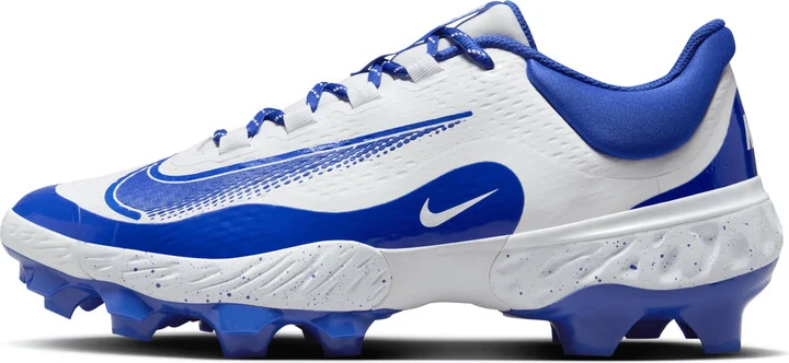 Nike Men's Alpha Huarache Elite 4 Low MCS Baseball Cleats in White | FD6255-106