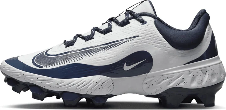 Nike Men's Alpha Huarache Elite 4 Low MCS Baseball Cleats in White | FD6255-107
