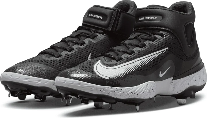 Nike Men's Alpha Huarache Elite 4 Mid Baseball Cleats in Black | DJ6520-003 - Image 5