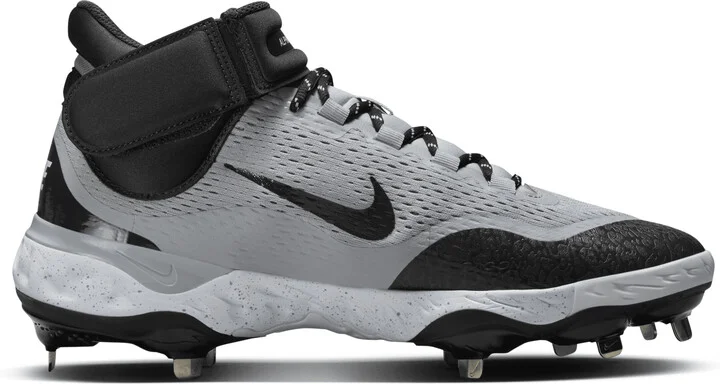 Nike Men's Alpha Huarache Elite 4 Mid Baseball Cleats in Grey | DJ6520-002 - Image 3