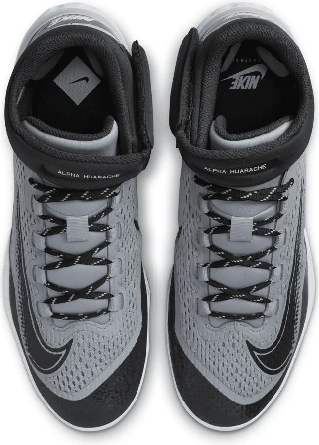 Nike Men's Alpha Huarache Elite 4 Mid Baseball Cleats in Grey | DJ6520-002 - Image 4