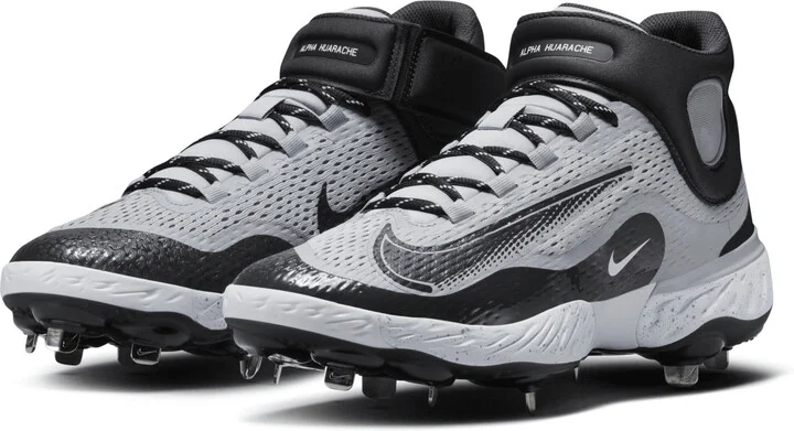 Nike Men's Alpha Huarache Elite 4 Mid Baseball Cleats in Grey | DJ6520-002 - Image 5