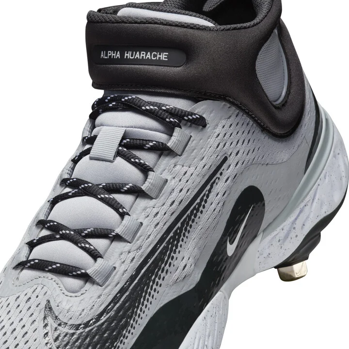 Nike Men's Alpha Huarache Elite 4 Mid Baseball Cleats in Grey | DJ6520-002 - Image 8
