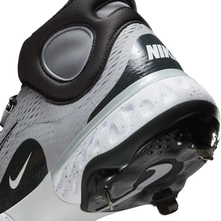 Nike Men's Alpha Huarache Elite 4 Mid Baseball Cleats in Grey | DJ6520-002 - Image 9