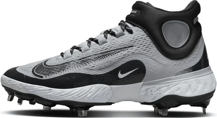 Nike Men's Alpha Huarache Elite 4 Mid Baseball Cleats in Grey | DJ6520-002