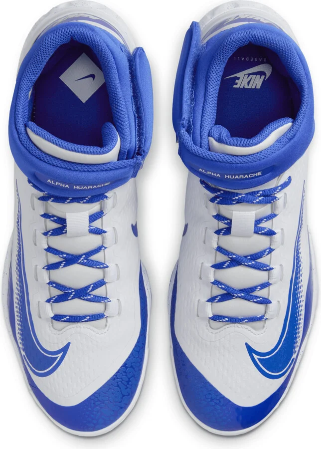 Nike Men's Alpha Huarache Elite 4 Mid Baseball Cleats in White | FD2744-104 - Image 4