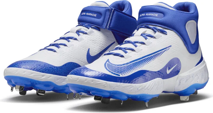 Nike Men's Alpha Huarache Elite 4 Mid Baseball Cleats in White | FD2744-104 - Image 5