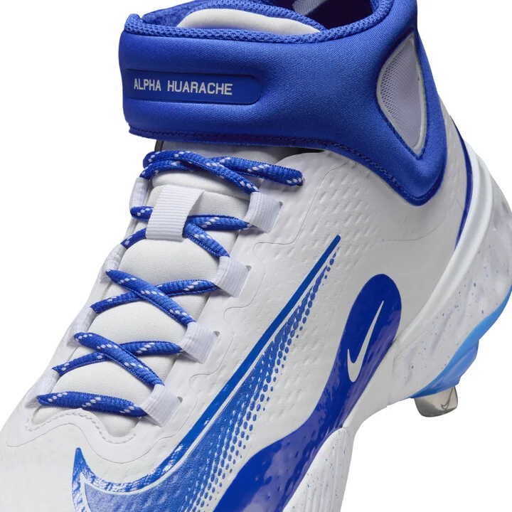 Nike Men's Alpha Huarache Elite 4 Mid Baseball Cleats in White | FD2744-104 - Image 8
