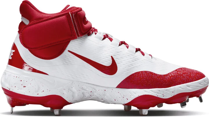 Nike Men's Alpha Huarache Elite 4 Mid Baseball Cleats in White | FD2744-106 - Image 3