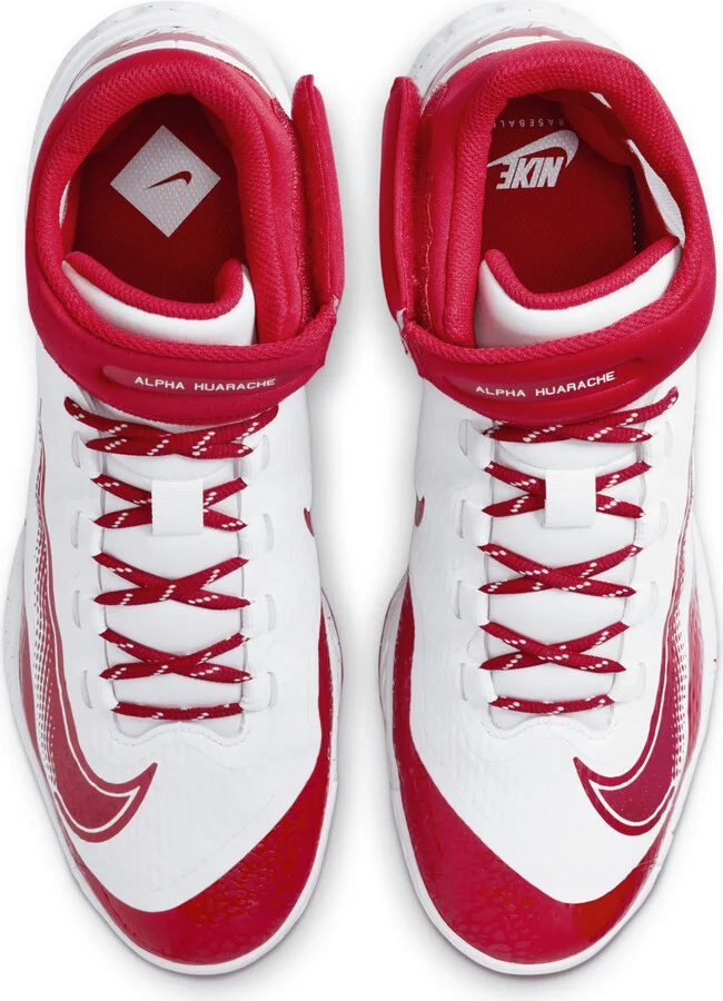 Nike Men's Alpha Huarache Elite 4 Mid Baseball Cleats in White | FD2744-106 - Image 4