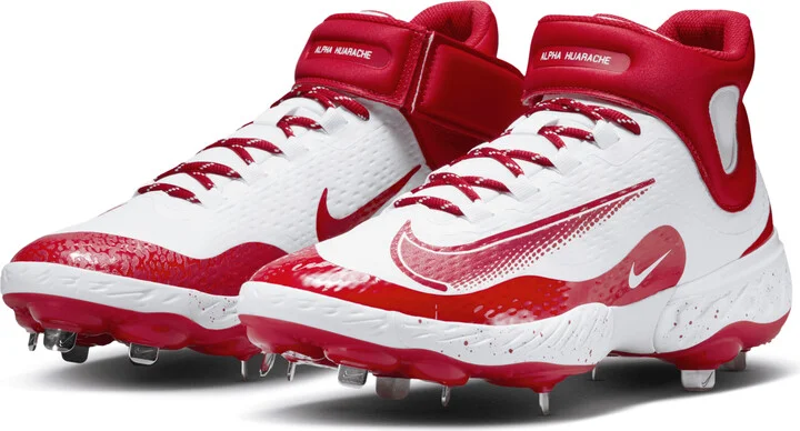 Nike Men's Alpha Huarache Elite 4 Mid Baseball Cleats in White | FD2744-106 - Image 5