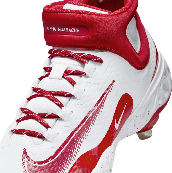 Nike Men's Alpha Huarache Elite 4 Mid Baseball Cleats in White | FD2744-106 - Image 8